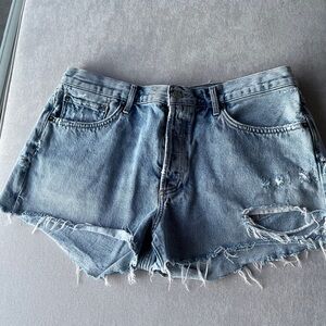 Agolde Blue Jean Shorts Distressed Cut-Off